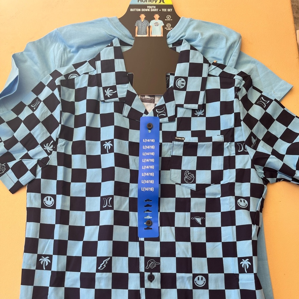 Brand New Boys Size 14/16 Hurley Shirts Two Pack